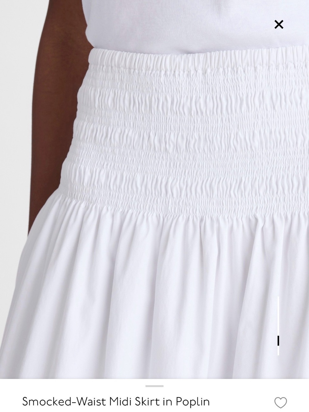 NWOT Madewell Smocked-Waist Poplin Midi Skirt, XXS - Picture 5 of 9